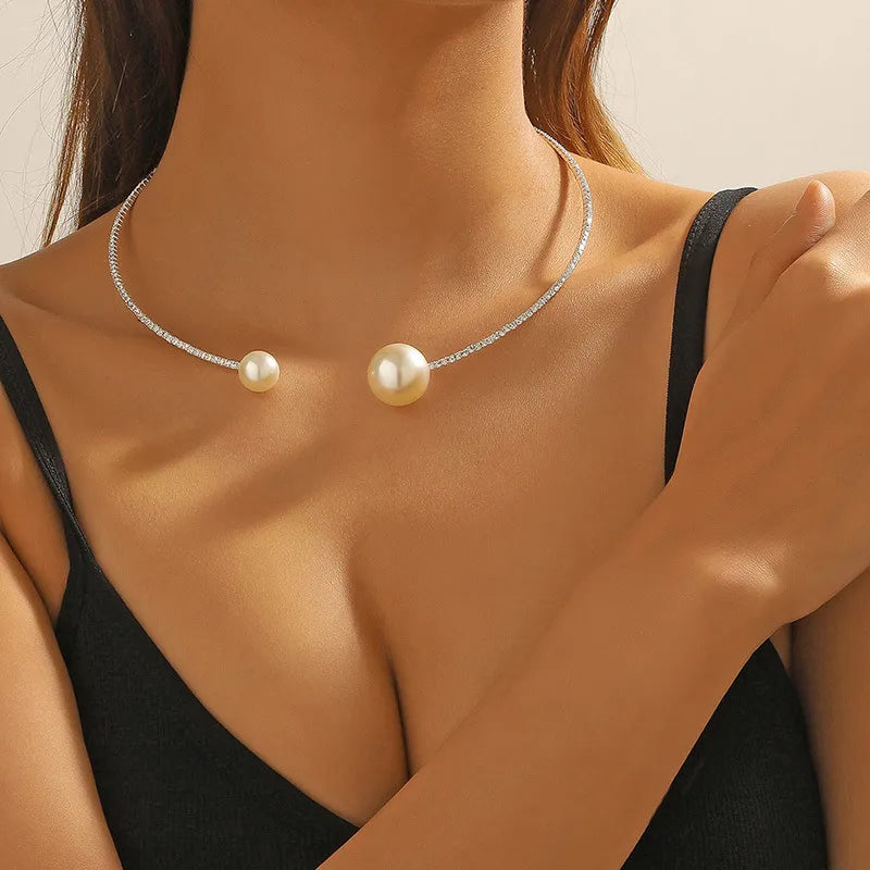 Fashion Rhinestone Heart Collar Choker Necklace for Women - Sweet Fashion Love