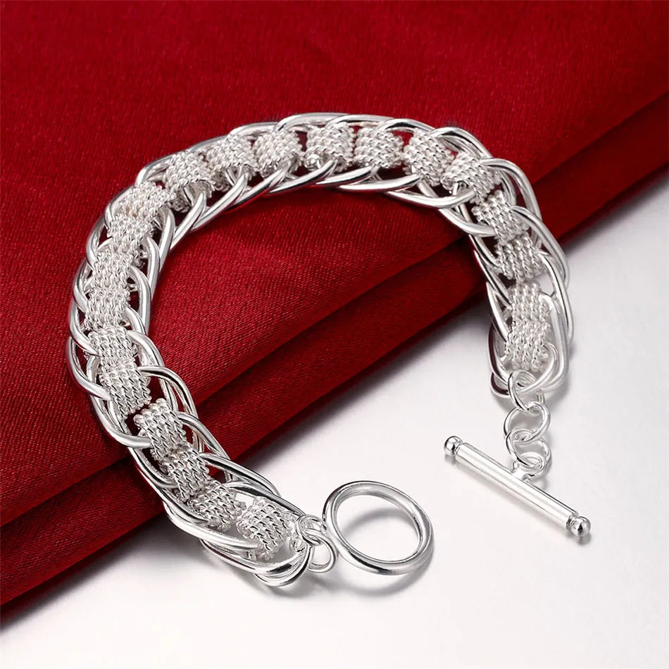 Fine 925 Sterling Silver Noble Nice Chain Solid Bracelet for Women Men Charms Party Gift Wedding Fashion Jewelry Hot Model - Sweet Fashion Love