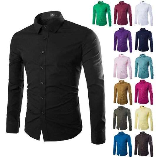 Men's casual shirt long sleeve in 14 colors